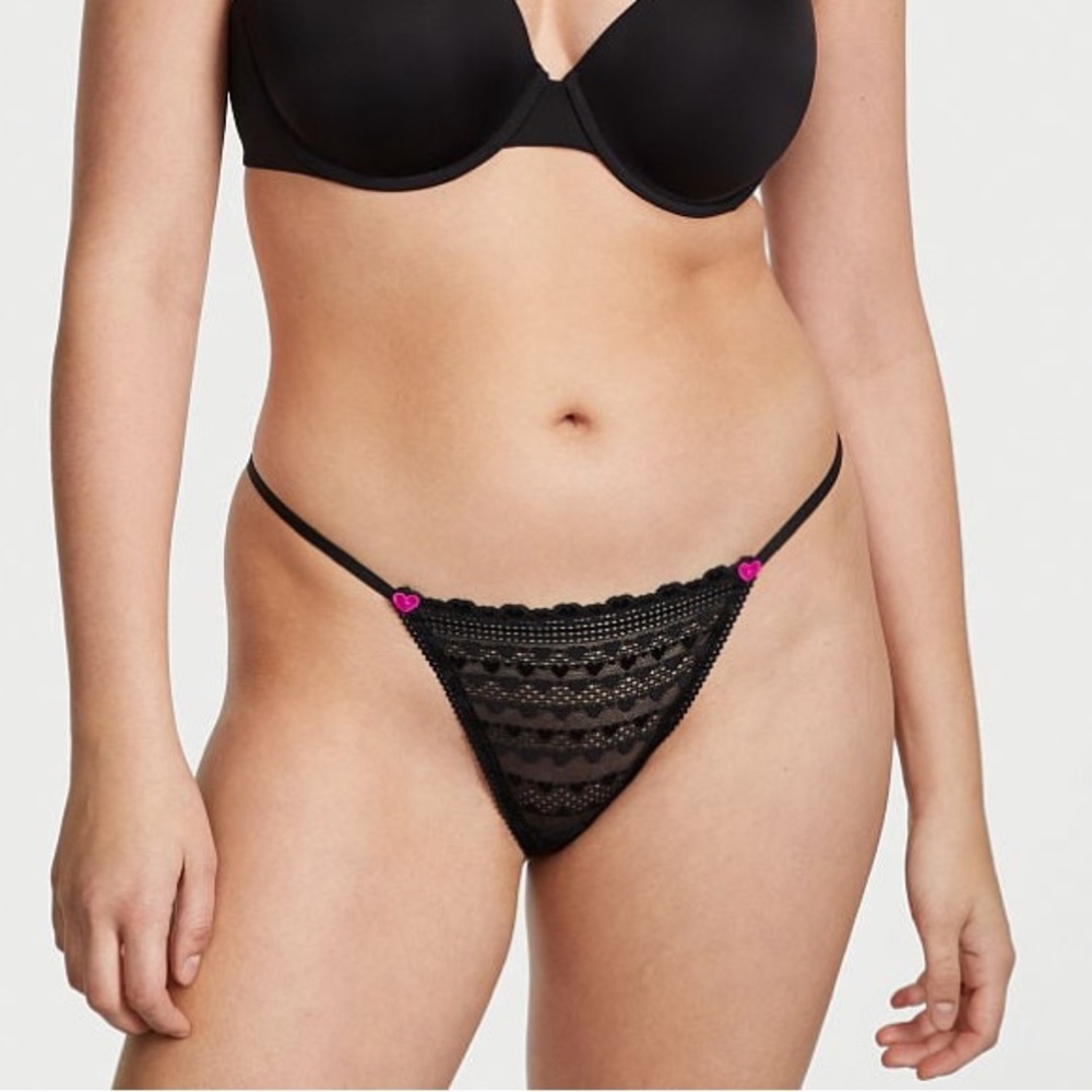 Victoria's Secret Stretch Cotton V-String Panty Black XL NEW